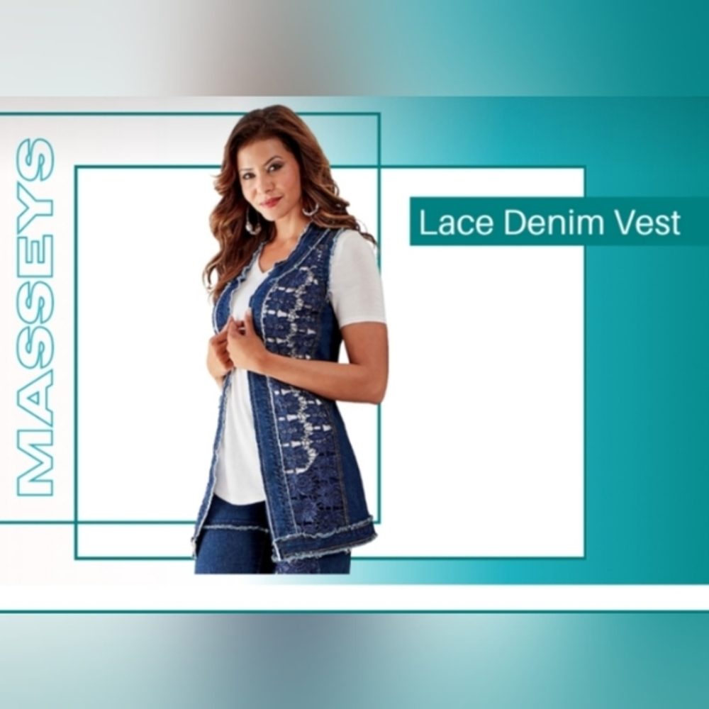 Women's Blue Lace Denim Vest